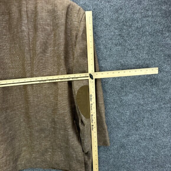 Inserch Sport Coat Mens 2XL Brown 100% Linen Jacket Blazer Elbow Patch‎ 2 Button - Picture 15 of 16